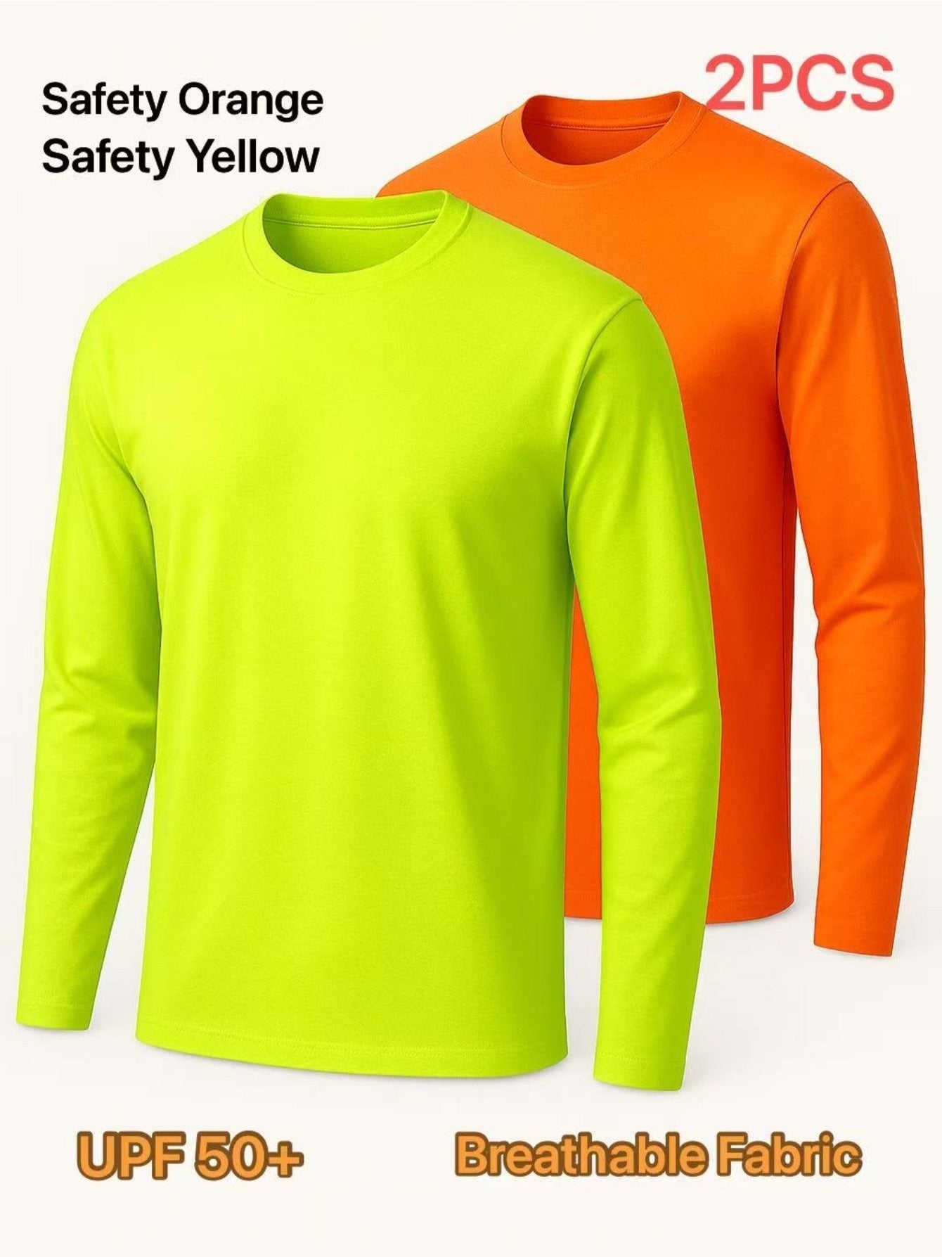 Men's Work Shirt Multipack – High Visibility Long Sleeve Shirts 2-Pack - UPF50+ – Yellow option – main product image