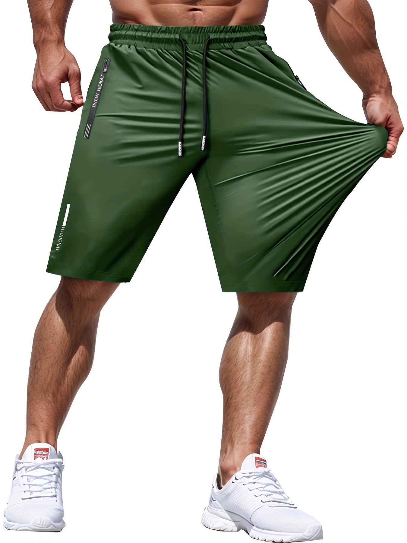 Men's Workout Shorts - Stretch Comfort – Grey / Green – view 12