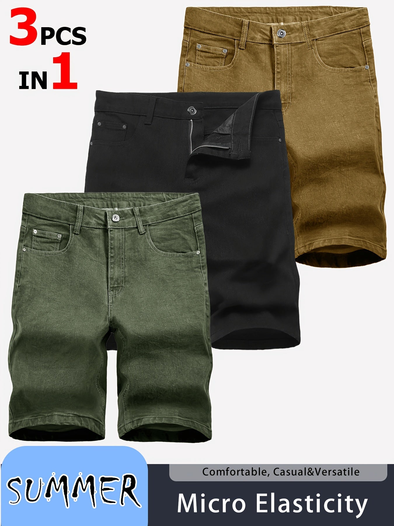 Men's Workout Shorts - Stretch Comfort – Sizes 30–40 – Green option – view 2
