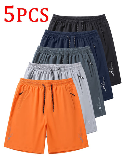 Men's Workout Shorts - Striped Design – Orange option – view 5