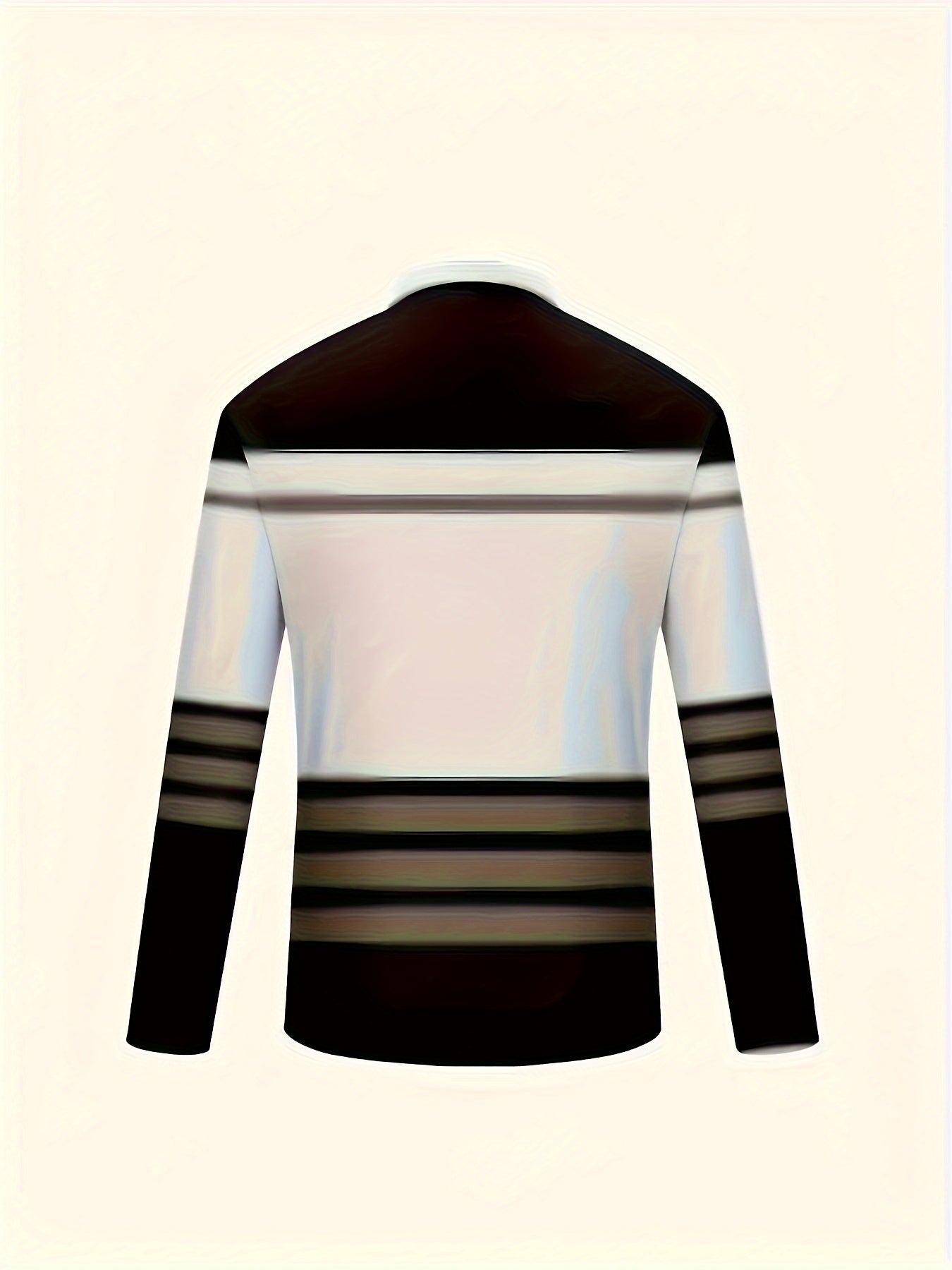 Men's Zip Collar Polo – Striped Long Sleeve Shirt – view 7