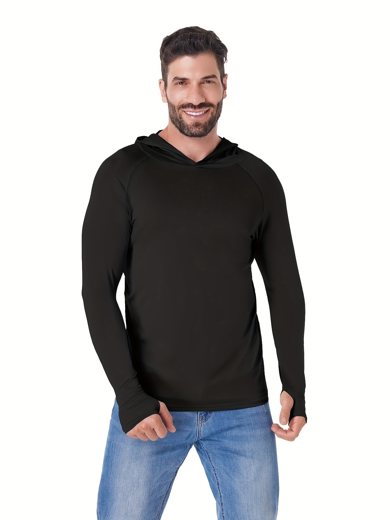 Men's ten-pack solid hooded long-sleeve fishing shirts – view 2