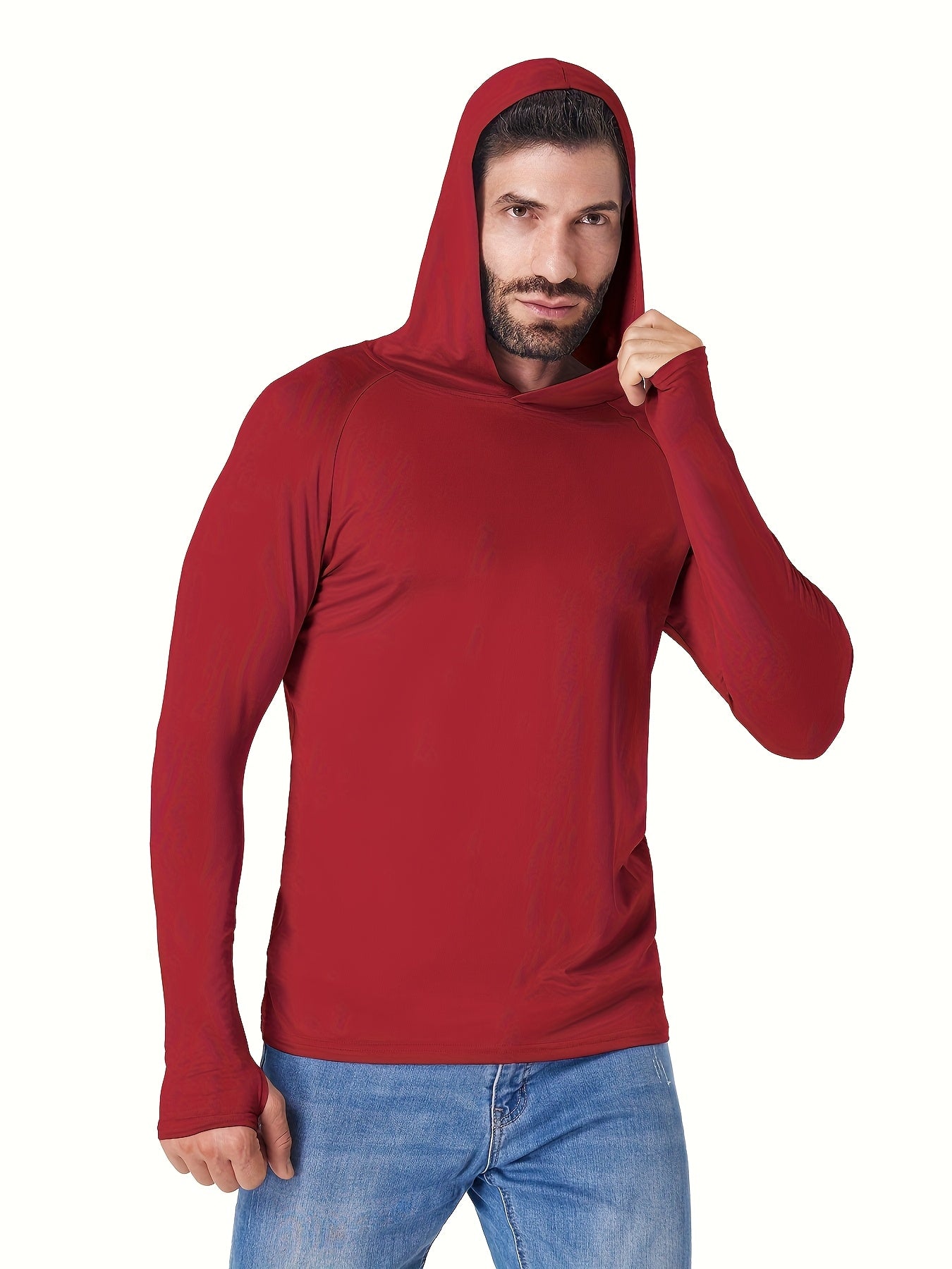 Men's ten-pack solid hooded long-sleeve fishing shirts – view 3