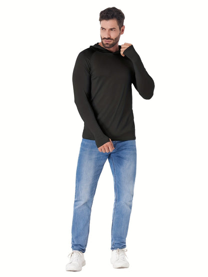Men's ten-pack solid hooded long-sleeve fishing shirts – view 10
