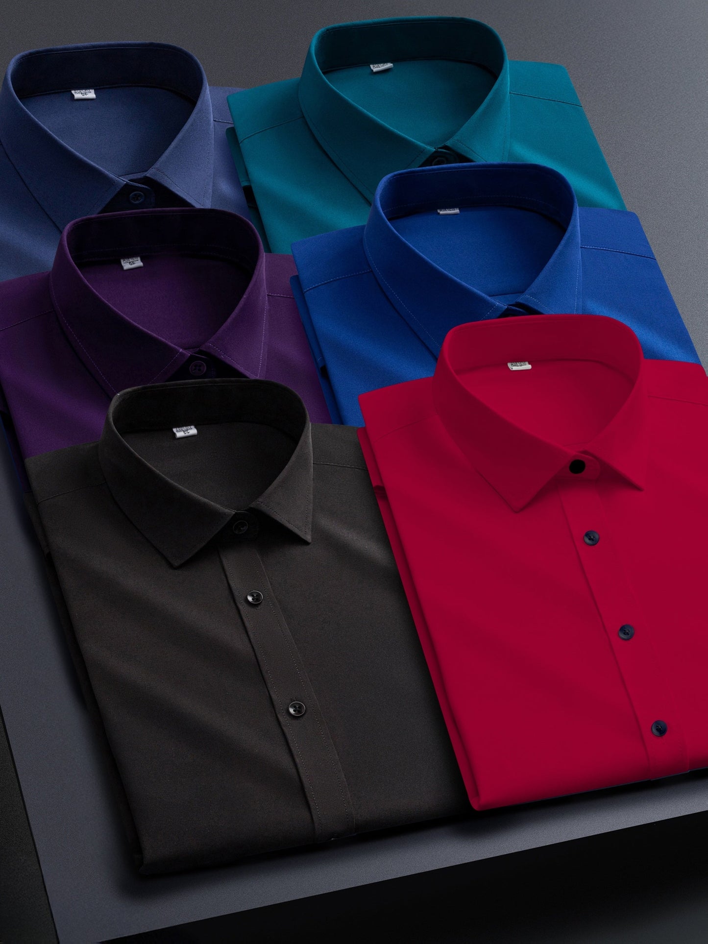 Men's solid long-sleeve button-up dress shirt – view 6