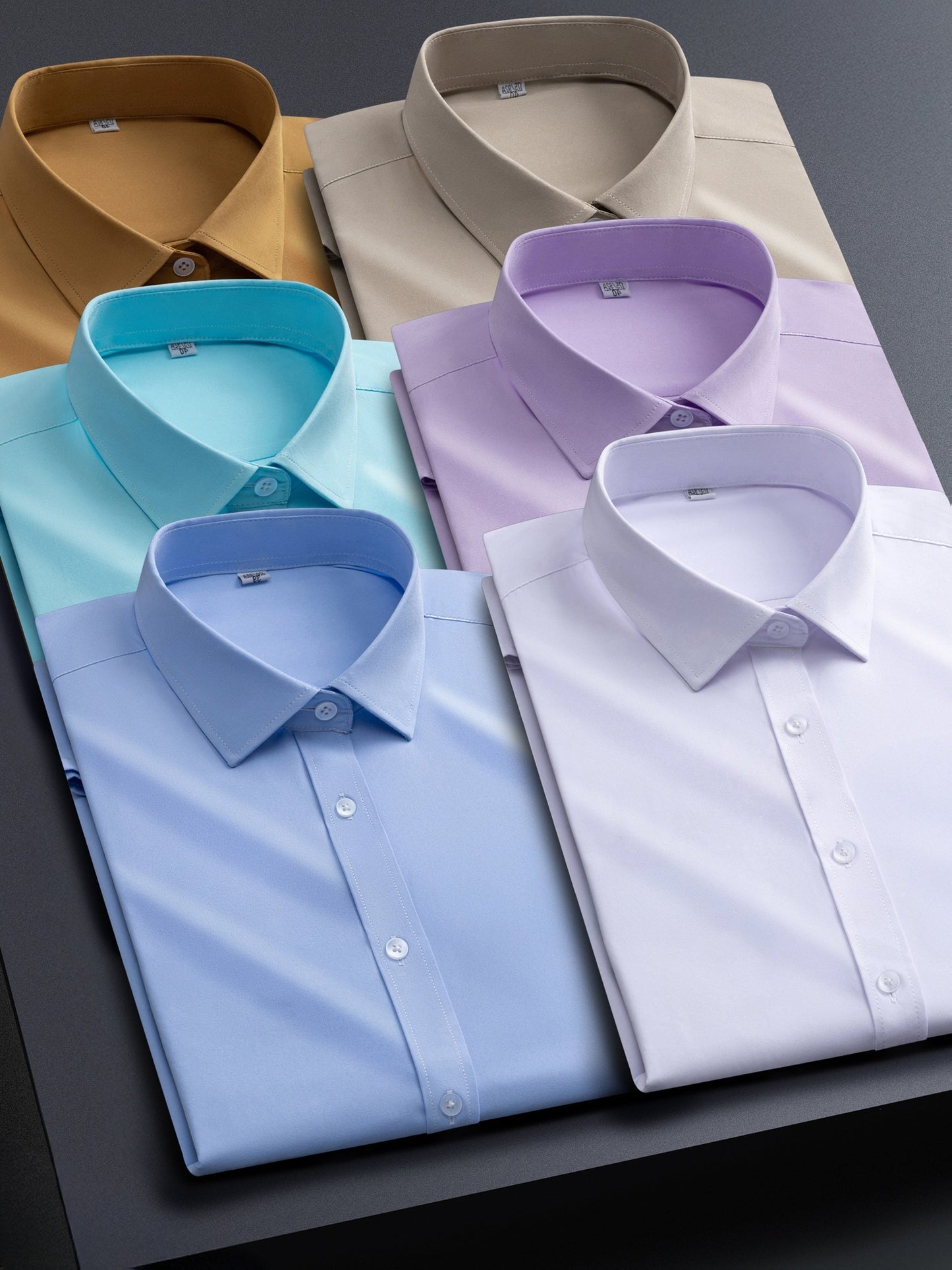 Men's solid long-sleeve button-up dress shirt – view 11
