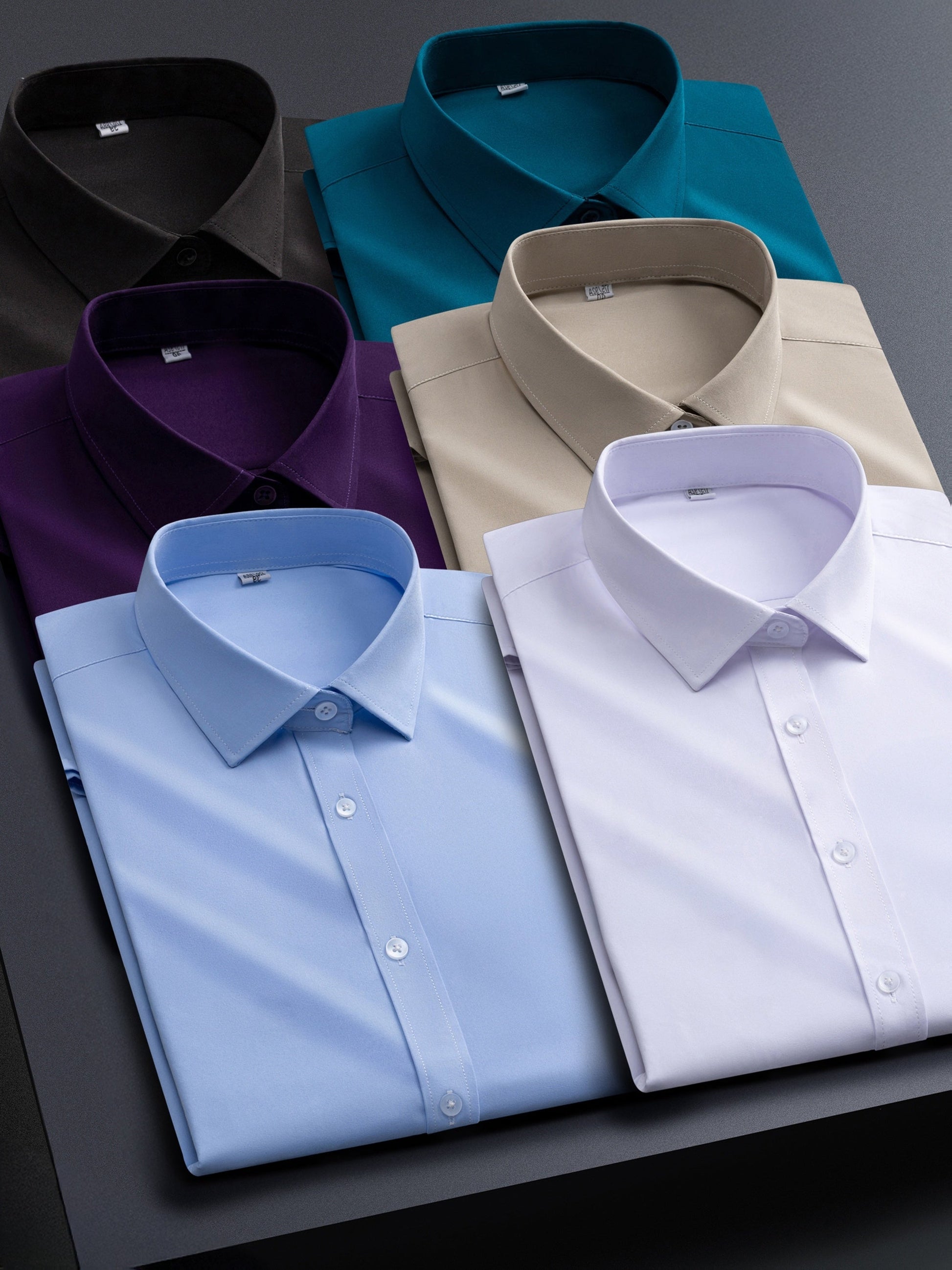 Men's solid long-sleeve button-up dress shirt – view 14
