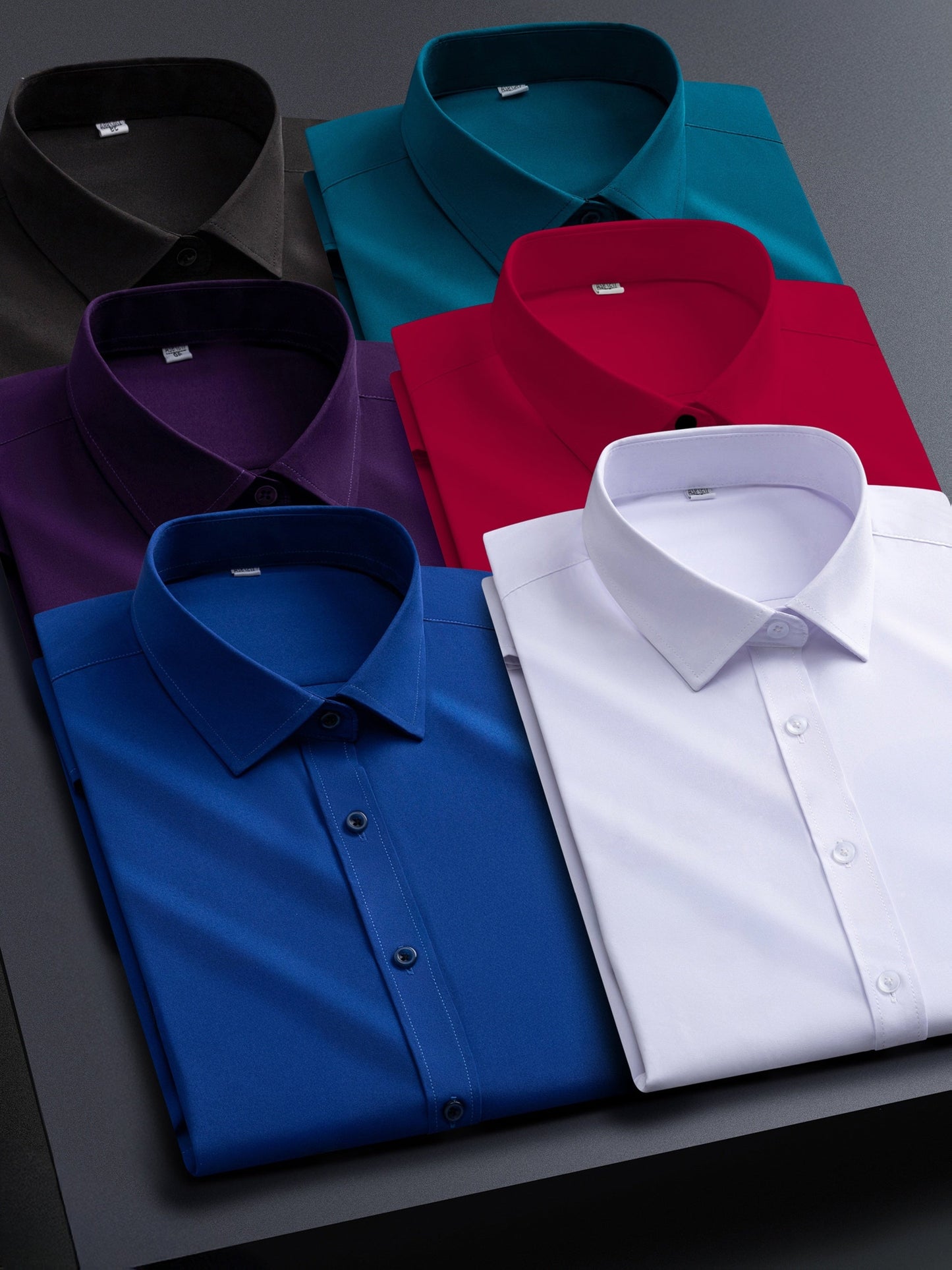 Men's solid long-sleeve button-up dress shirt – view 16