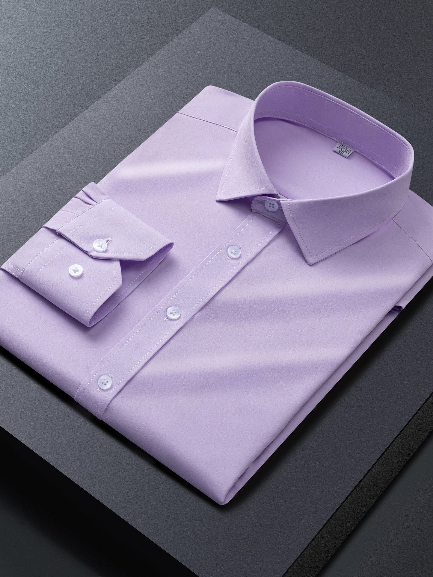 Men's solid stretch long-sleeve button-up dress shirt – view 8