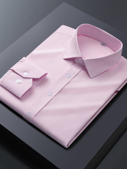 Men's solid stretch long-sleeve button-up dress shirt – view 10
