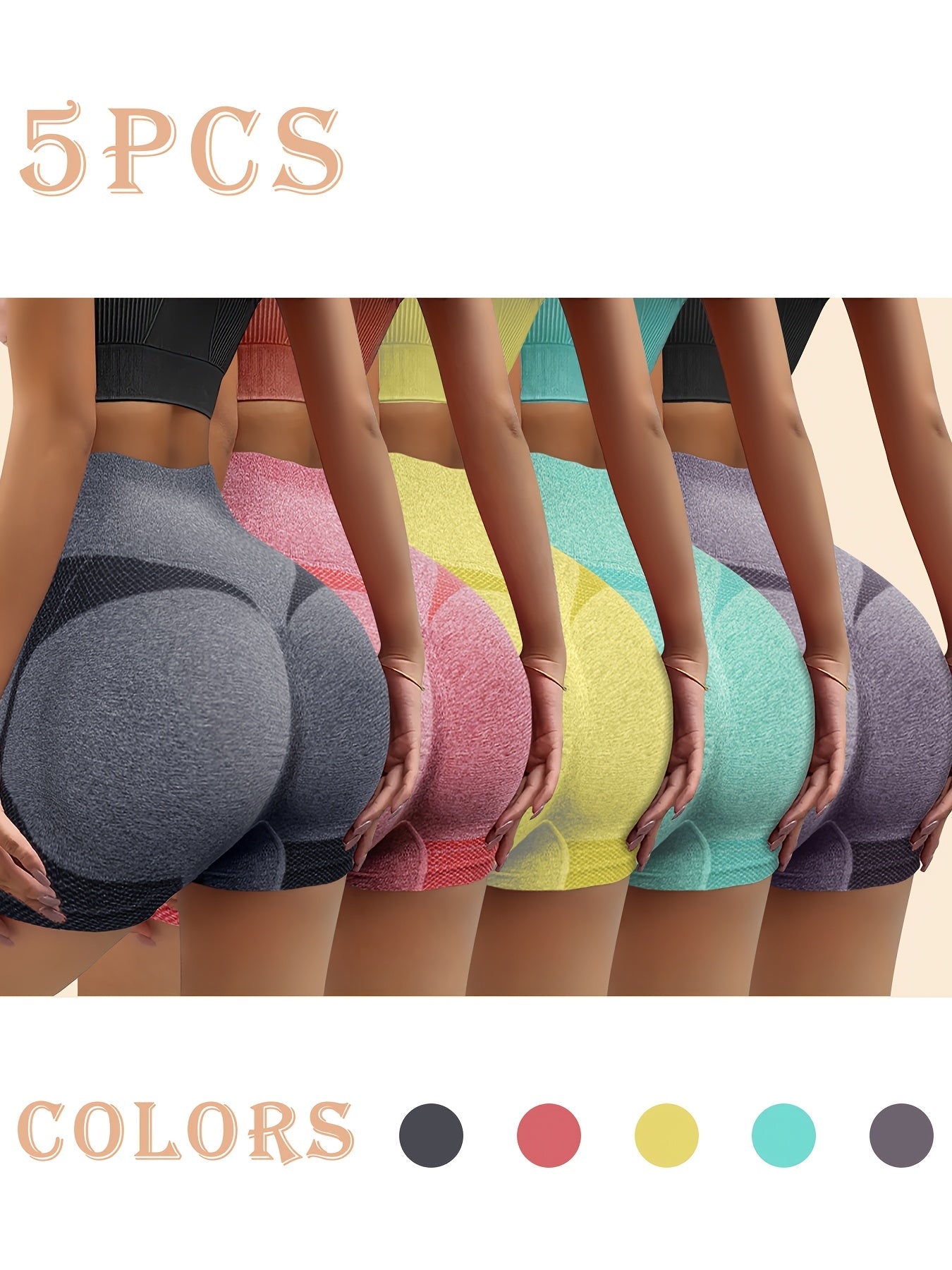 Mixed colors Knit High-Waist Striped Shorts – main product image