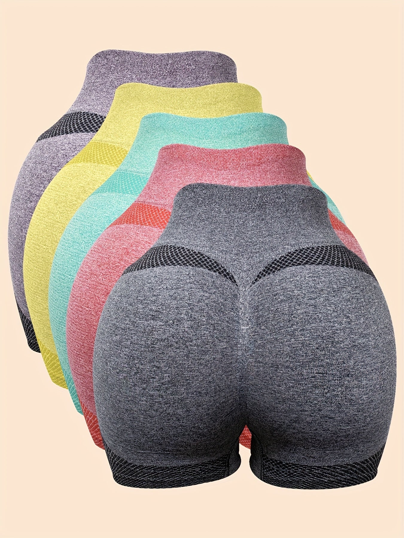 Mixed colors Knit High-Waist Striped Shorts – view 2