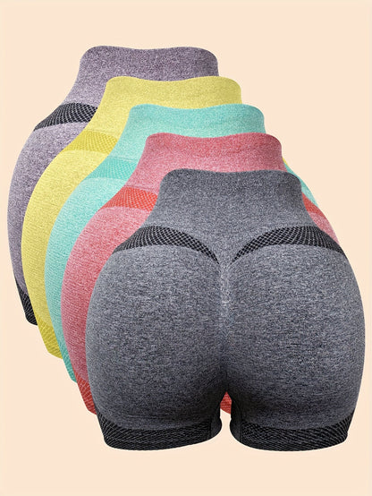 Mixed colors Knit High-Waist Striped Shorts – view 2