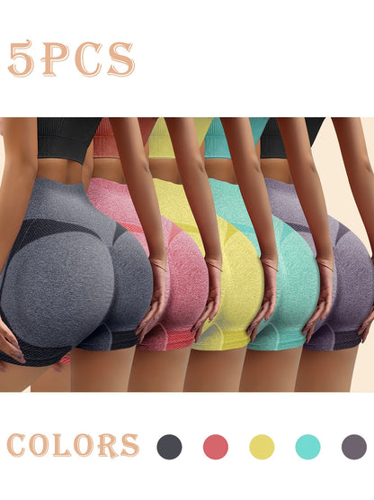 Mixed colors Knit High-Waist Striped Shorts – view 6