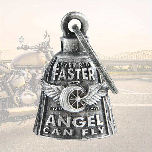 Motorcycle Guardian Bell - Keychain Wheel with Wings Good Luck Spirit Riding for Bikers, Includes - main product view