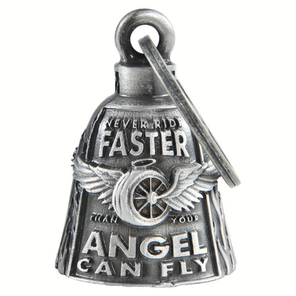 Motorcycle Guardian Bell - Keychain Wheel with Wings Good Luck Spirit Riding for Bikers, Includes - product detail view 3