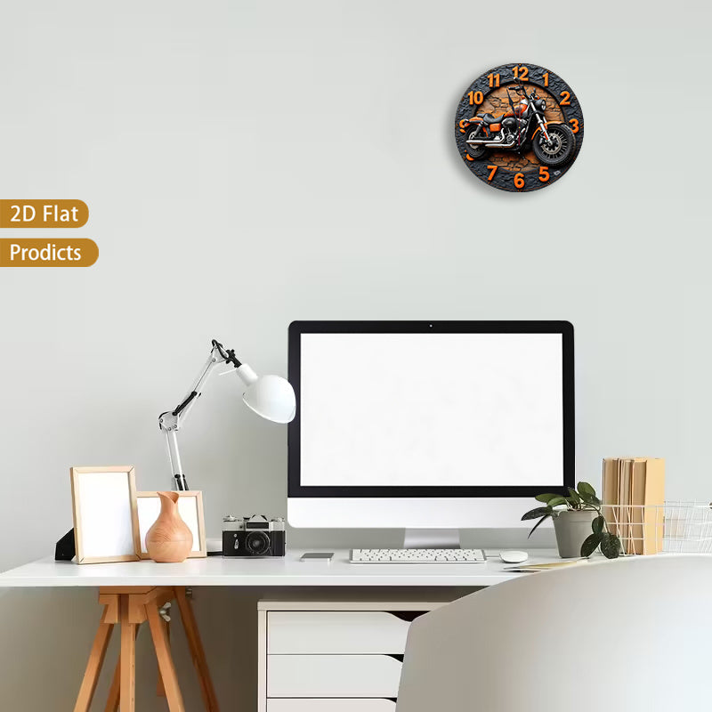 Motorcycle Wood Wall Clock - Silent Non-Ticking 12-Inch Design – view 2