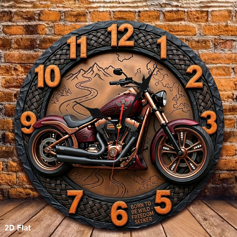 Motorcycle Wood Wall Clock - Silent Non-Ticking 12-Inch Design – view 3