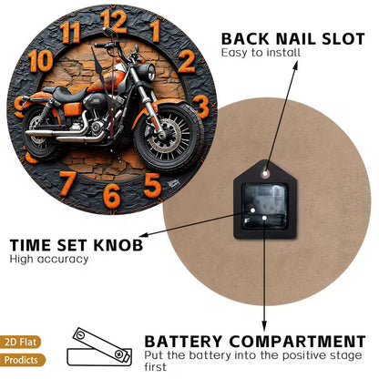 Motorcycle Wood Wall Clock - Silent Non-Ticking 12-Inch Design – view 4