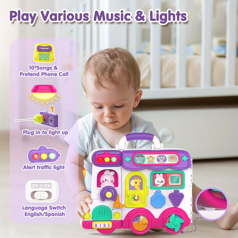 Musical Busy Board Learning Toy - 54 interactive bilingual English and Spanish activities – view 3