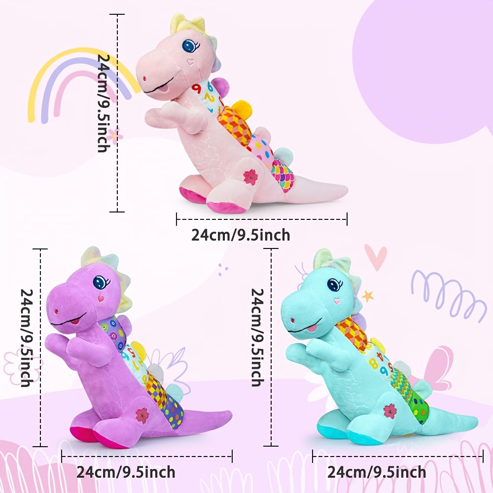 Musical Dinosaur Baby Plush Toy - Crinkle, squeak, rattle and textured sensory details – view 2