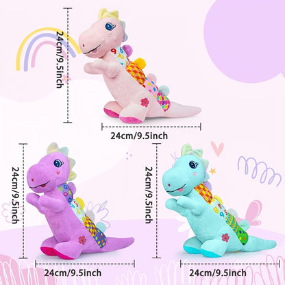 Musical Dinosaur Baby Plush Toy - Crinkle, squeak, rattle and textured sensory details – view 2