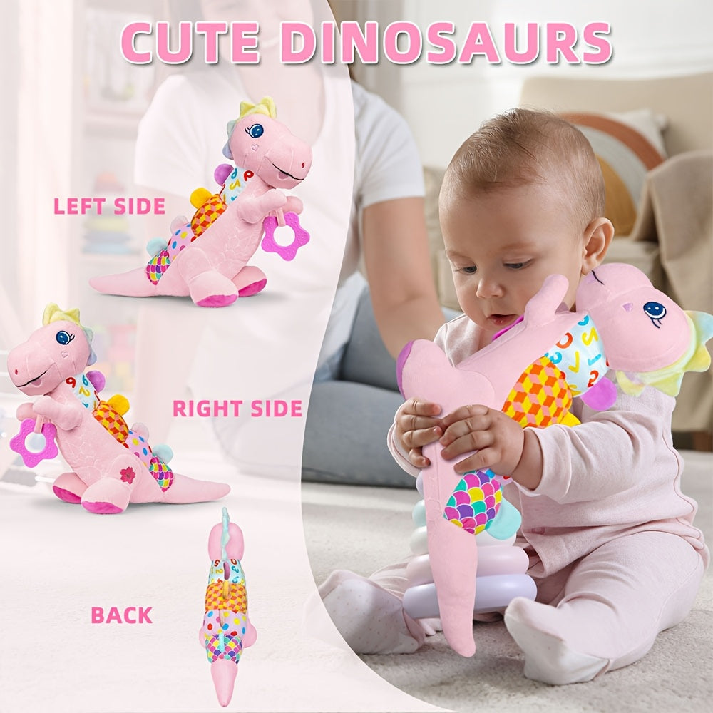 Musical Dinosaur Baby Plush Toy - Crinkle, squeak, rattle and textured sensory details – view 5