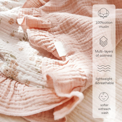 Muslin Baby Blanket - Flounce Cotton Receiving Cover – view 7