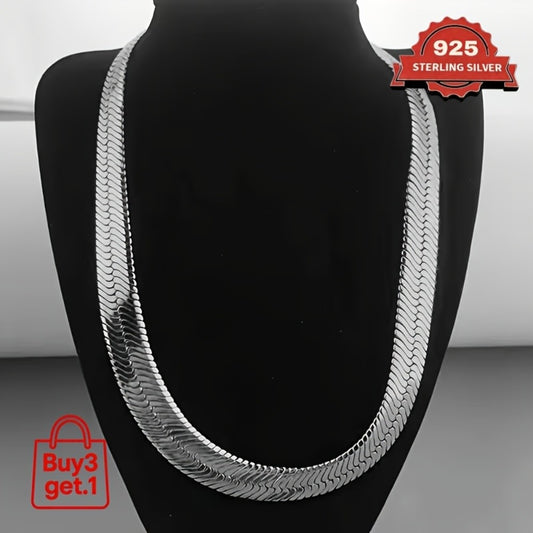 Necklace for Women - 925 Sterling Silver Flat Snake Chain for - 2D Sleek Stackable Serpentine - main product view
