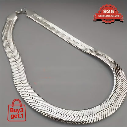 Necklace for Women - 925 Sterling Silver Flat Snake Chain for - 2D Sleek Stackable Serpentine - product detail view 2