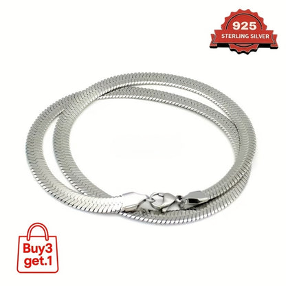 Necklace for Women - 925 Sterling Silver Flat Snake Chain for - 2D Sleek Stackable Serpentine - product detail view 4
