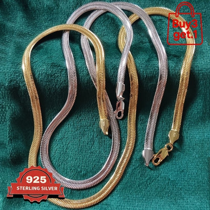 Necklace for Women - 925 Sterling Silver Flat Snake Chain for - 2D Sleek Stackable Serpentine - product detail view 9