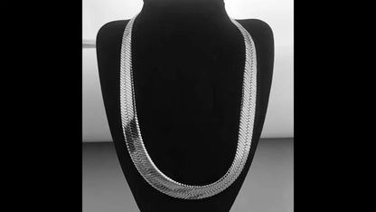 Necklace for Women - 925 Sterling Silver Flat Snake Chain for - 2D Sleek Stackable Serpentine - product detail view 12