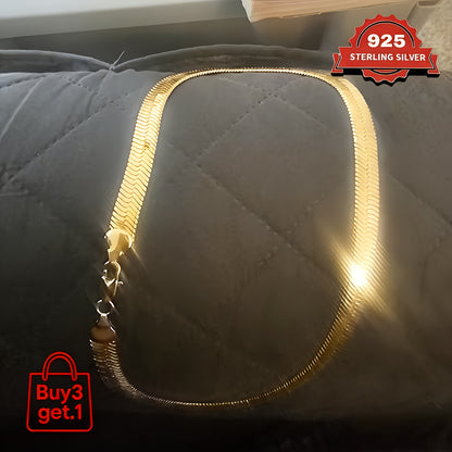 Necklace for Women - 925 Sterling Silver Flat Snake Chain for - 2D Sleek Stackable Serpentine - product detail view 19