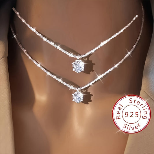 Necklace for Women - 925 Sterling Silver Promise for 2pcs Eternal Wedding Set, Luxury Jewelry - main product view
