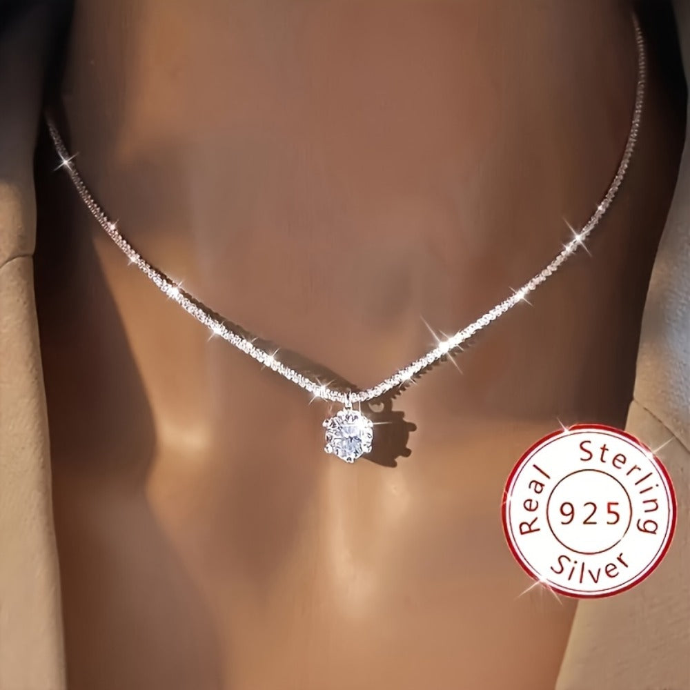 Necklace for Women - 925 Sterling Silver Promise for 2pcs Eternal Wedding Set, Luxury Jewelry - product detail view 3