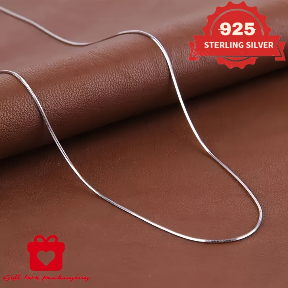 Necklace for Women - 925 Sterling Silver Snake Chain 1mm Round - Handmade Unisex Serpentine - product detail view 2
