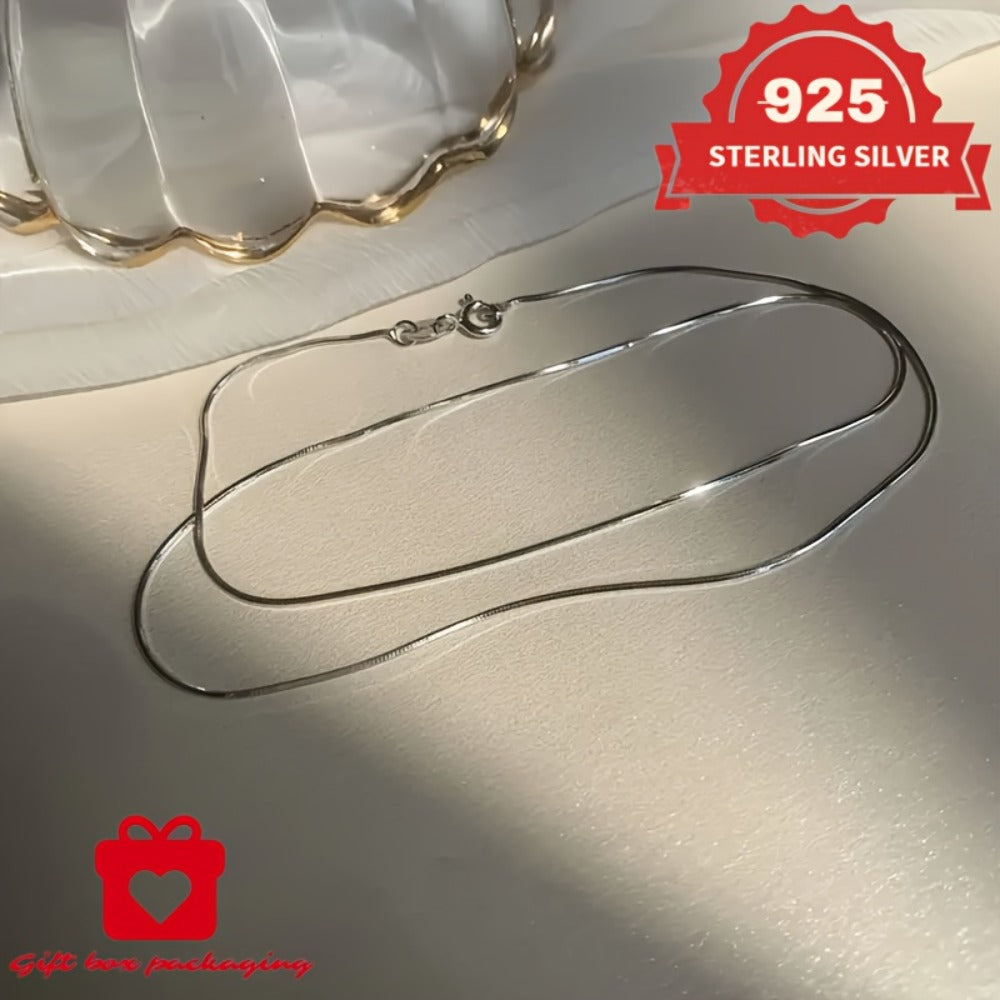 Necklace for Women - 925 Sterling Silver Snake Chain 1mm Round - Handmade Unisex Serpentine - product detail view 4