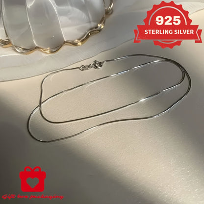 Necklace for Women - 925 Sterling Silver Snake Chain 1mm Round - Handmade Unisex Serpentine - product detail view 4