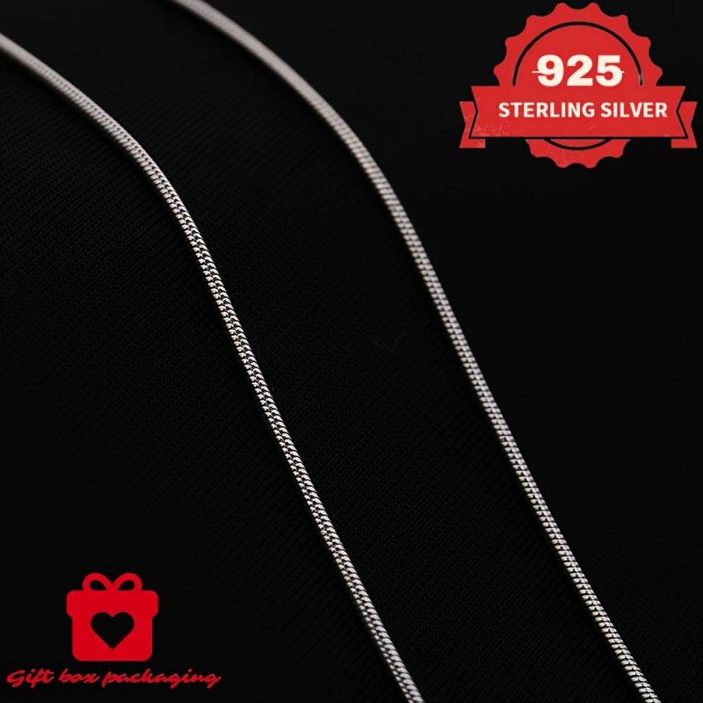 Necklace for Women - 925 Sterling Silver Snake Chain 1mm Round - Handmade Unisex Serpentine - product detail view 5