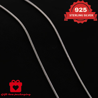 Necklace for Women - 925 Sterling Silver Snake Chain 1mm Round - Handmade Unisex Serpentine - product detail view 5