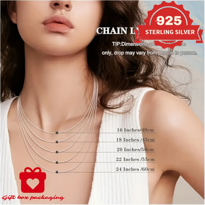 Necklace for Women - 925 Sterling Silver Snake Chain 1mm Round - Handmade Unisex Serpentine - product detail view 6