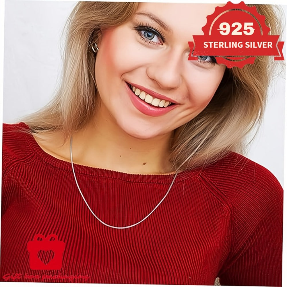 Necklace for Women - 925 Sterling Silver Snake Chain 1mm Round - Handmade Unisex Serpentine - product detail view 7