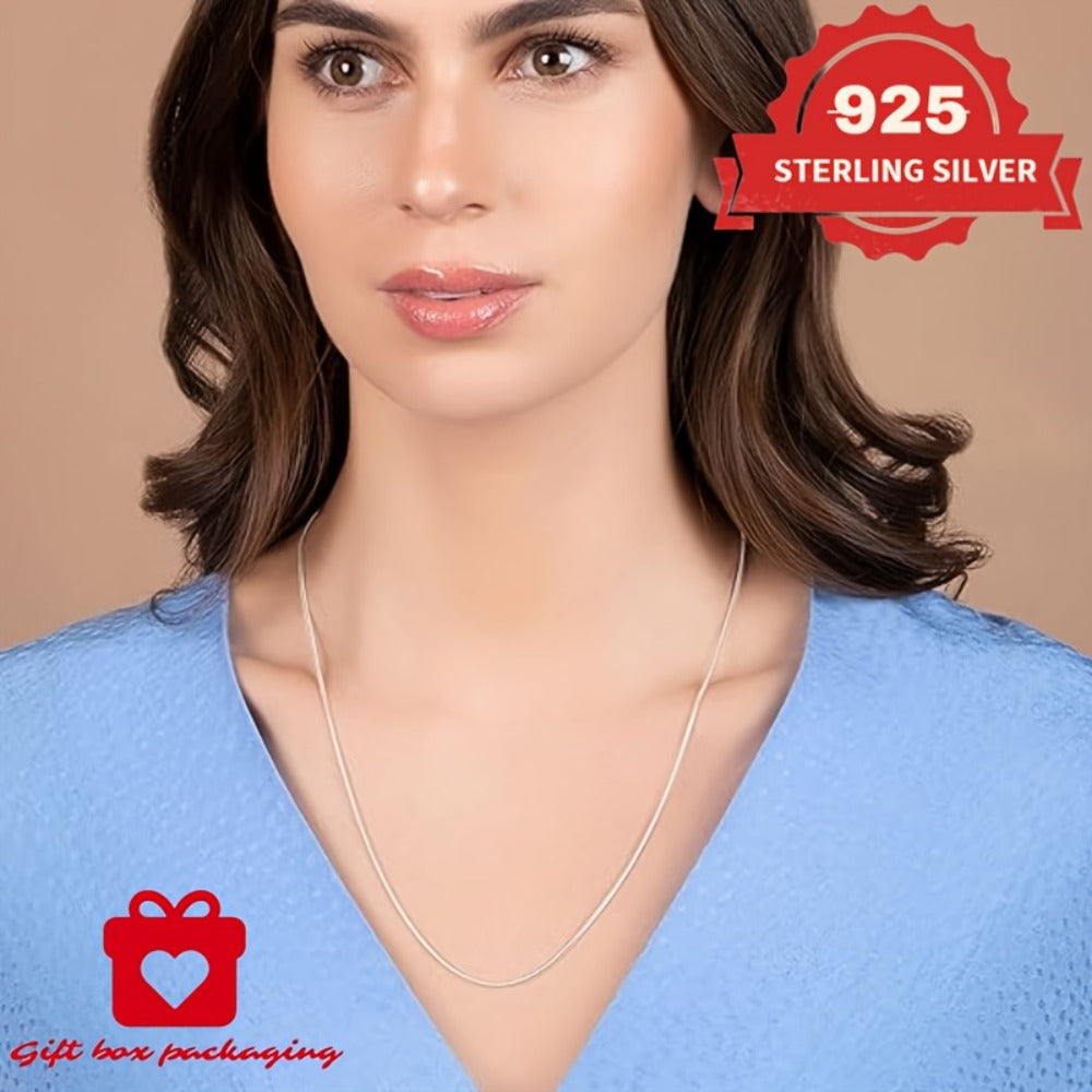 Necklace for Women - 925 Sterling Silver Snake Chain 1mm Round - Handmade Unisex Serpentine - product detail view 8