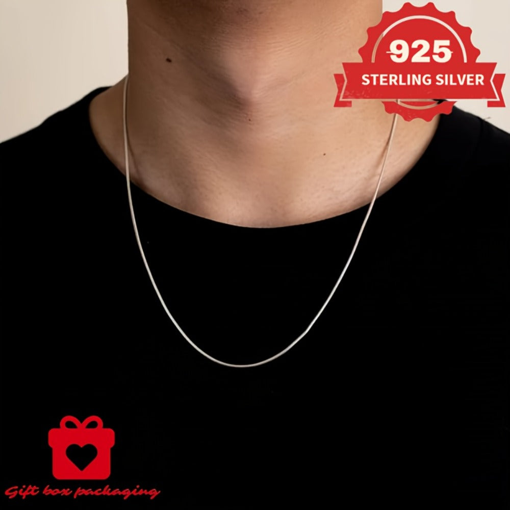 Necklace for Women - 925 Sterling Silver Snake Chain 1mm Round - Handmade Unisex Serpentine - product detail view 9