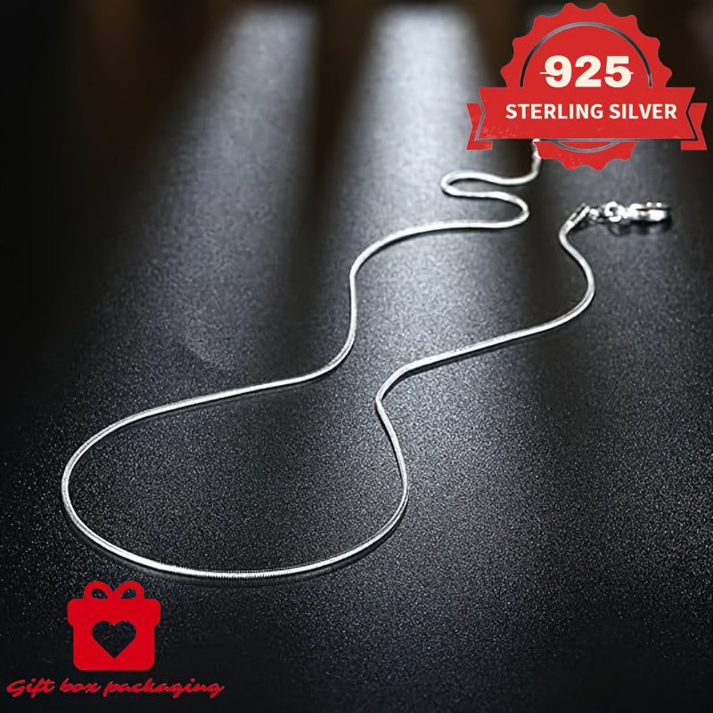 Necklace for Women - 925 Sterling Silver Snake Chain 1mm Round - Handmade Unisex Serpentine - product detail view 12