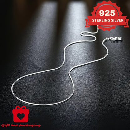 Necklace for Women - 925 Sterling Silver Snake Chain 1mm Round - Handmade Unisex Serpentine - product detail view 12