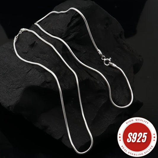 Necklace for Women - 925 Sterling Silver Snake Chain - 1mm Round Serpentine Bone Chain - main product view