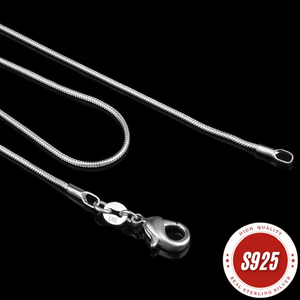 Necklace for Women - 925 Sterling Silver Snake Chain - 1mm Round Serpentine Bone Chain - product detail view 2