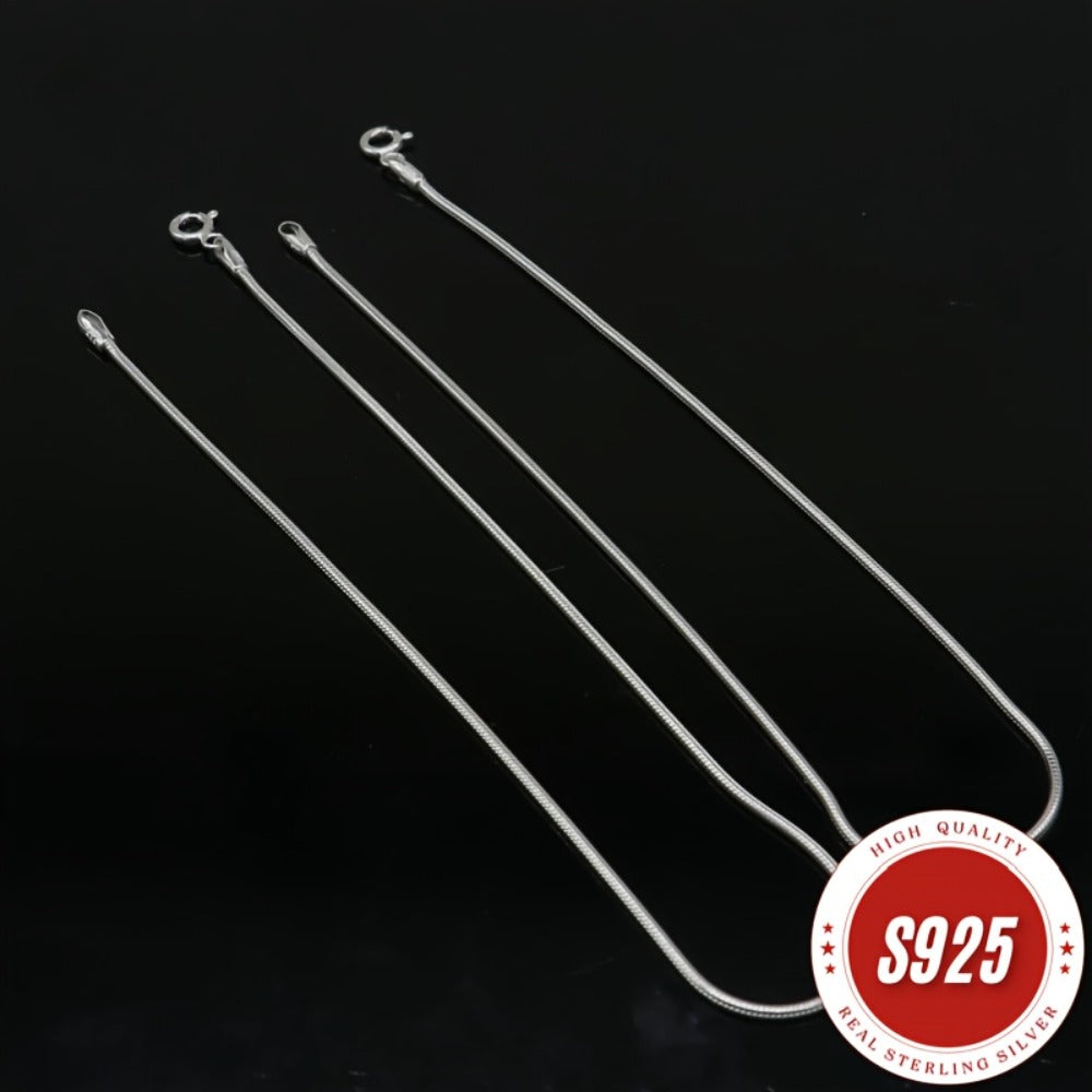 Necklace for Women - 925 Sterling Silver Snake Chain - 1mm Round Serpentine Bone Chain - product detail view 3